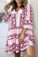 Fashion Casual Print Split Joint V Neck Printed Dresses