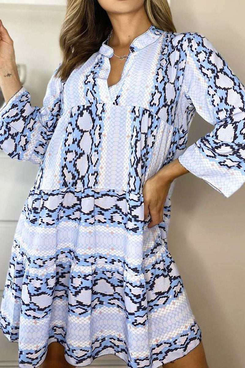 Fashion Casual Print Split Joint V Neck Printed Dresses