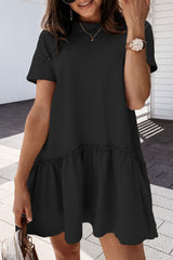 Fashion Casual Solid Patchwork O Neck Princess Dresses(6 Colors)