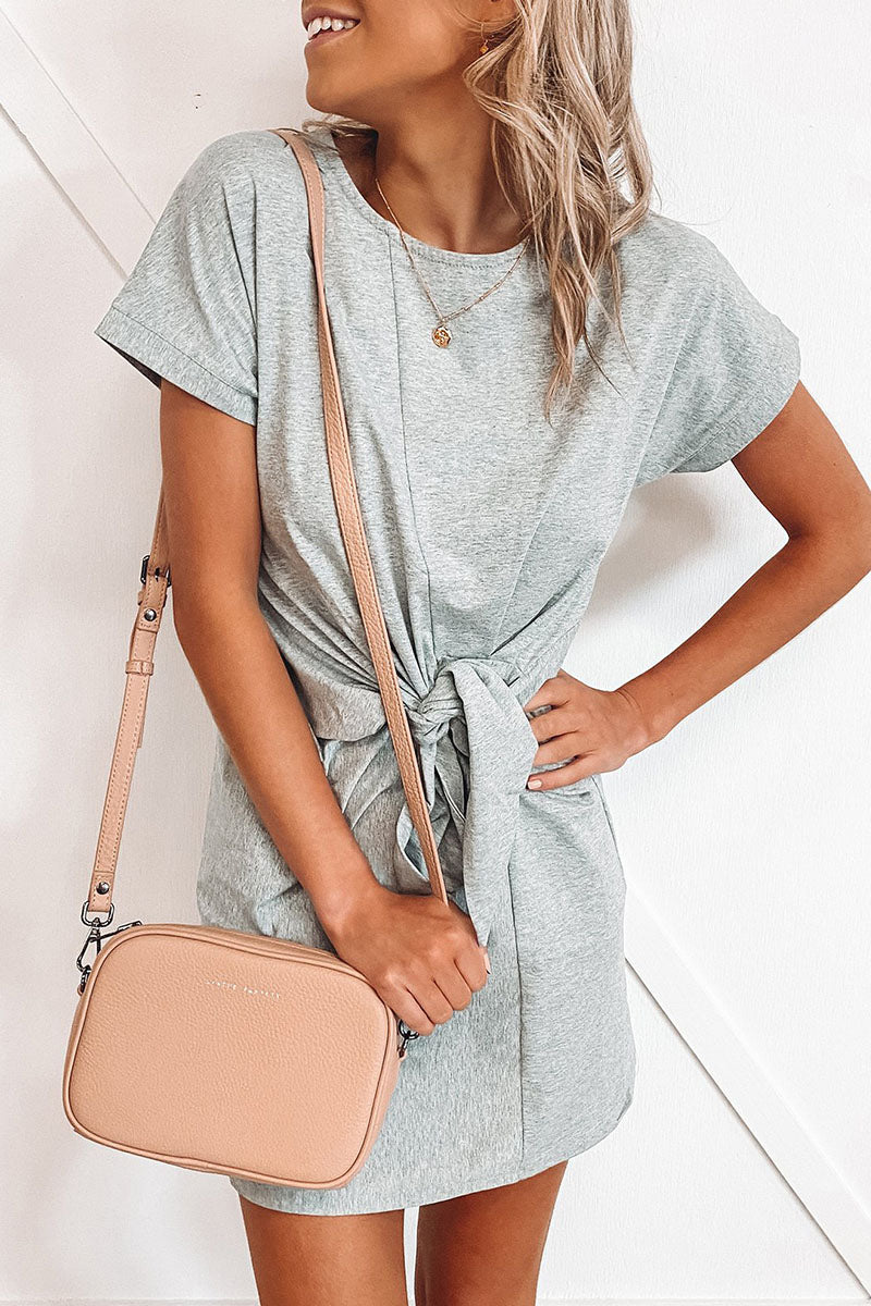 Casual Solid Frenulum O Neck Pencil Skirt Mini Dresses(6 Colors)