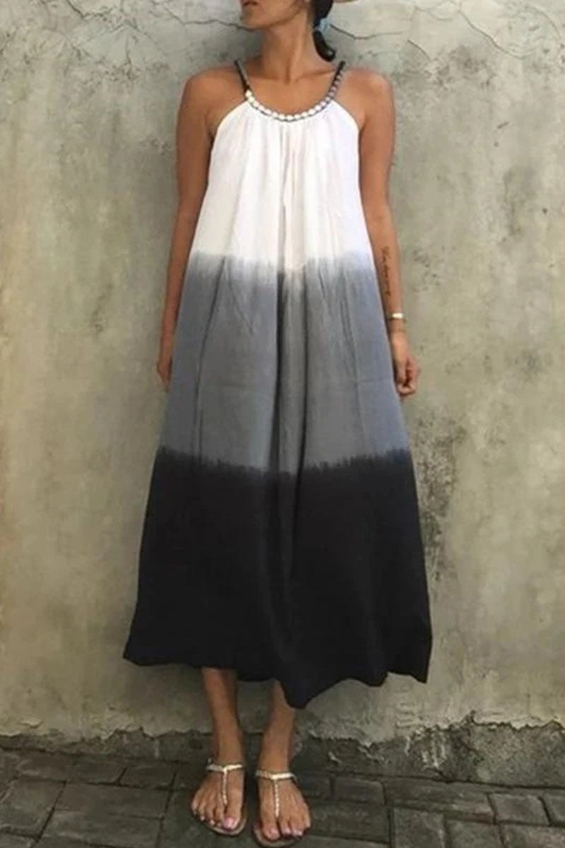 Fashion Street Solid Patchwork Spaghetti Strap Dresses