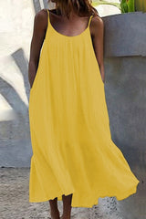 Fashion Casual Solid Split Joint Spaghetti Strap Princess Dresses