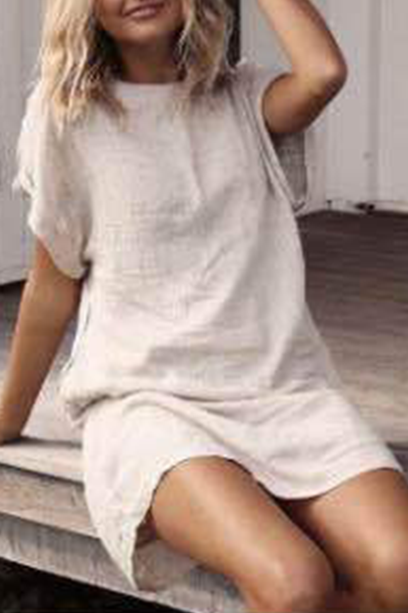 Casual Solid Basic O Neck Short Dresses(9 Colors)