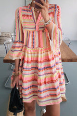 Fashion Sweet Striped V Neck Princess Dresses
