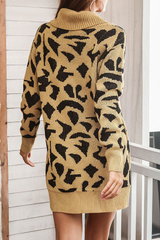 Casual Print  Contrast Turtleneck Dresses Sweater