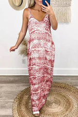 Elegant Tie Dye Split Joint V Neck Princess Dresses(5 Colors)