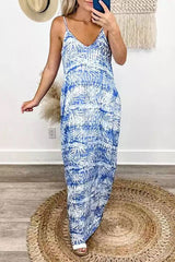 Elegant Tie Dye Split Joint V Neck Princess Dresses(5 Colors)