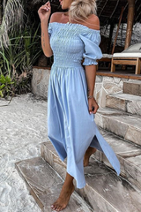 Casual Solid Off the Shoulder Straight Dresses