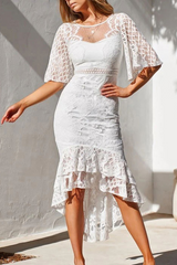 Casual Solid Lace O Neck Trumpet Mermaid Dresses(3 Colors)