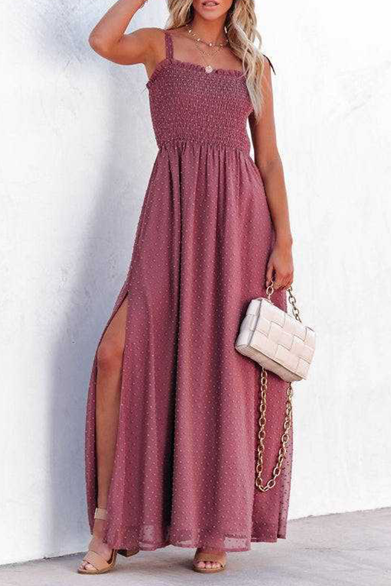 Fashion Solid Mesh Spaghetti Strap Waist Skirt Dresses