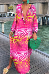 Fashion Sexy Print Patchwork V Neck Straight Dresses(10 Colors)