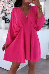 Casual Simplicity Solid Asymmetrical V Neck Irregular Dress Dresses