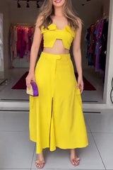 Sexy Elegant Solid Slit Zipper Sleeveless Two Pieces