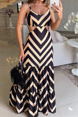 Sexy Geometric Print Backless V Neck Sling Dress Dresses