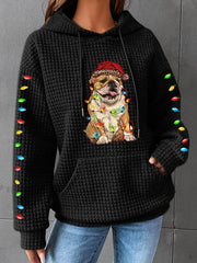 Christmas Dog Mom Print Waffle Hoodie
