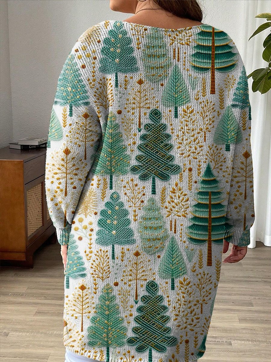 Lovely Christmas Tree Art Print Casual Pullover Sweater Dress