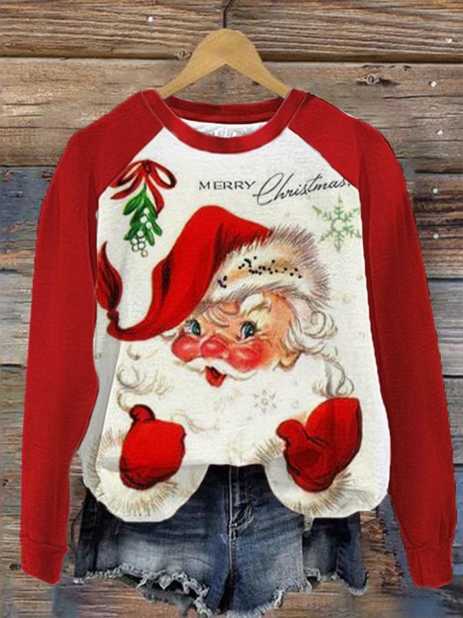 Christmas Santa Believe Print Sweatshirt