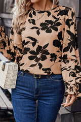 Floral Hollowed Knot Back Blouse