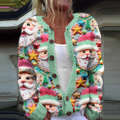 Cute Santa Claus Christmas Sweater Cardigan