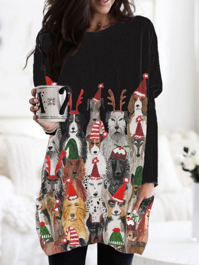 Christmas Dog Print Dress