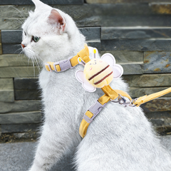 Cat Harness Leash Collar Set Adjustable Cartoon Bee