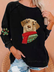 Christmas Dog Print Sweatshirt