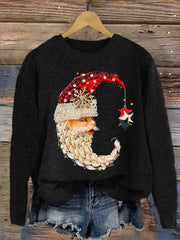 Women's Jewelry Moon Santa Print Casual Sweater