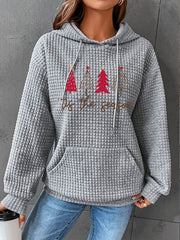 Christmas Tree 'Tis The Season' Print Waffle Hoodie