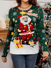 LED Lantern Functional Christmas Jacquard Sweater