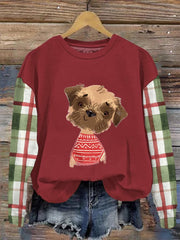 Christmas Dog Print Sweatshirt