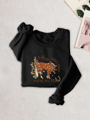 Christmas Horse Print Pullover Sweatshirt