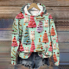 Christmas Tree Cat Print Casual