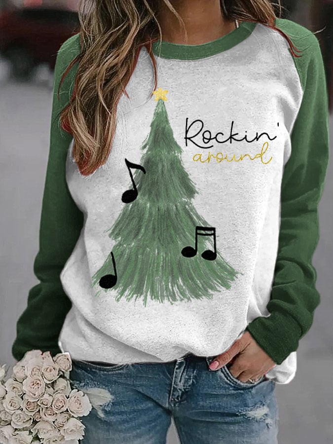 Rocking Around The Christmas Tree Gradient Print Sweatshirt