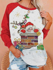 Christmas Santa Print Sweatshirt
