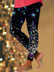 Shiny Christmas Tree Print Leggings