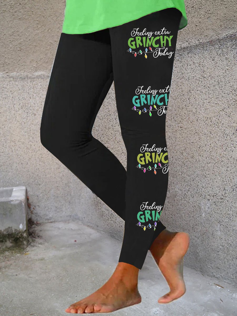 Christmas Feeling Extra Today Lights Print Yoga Pants