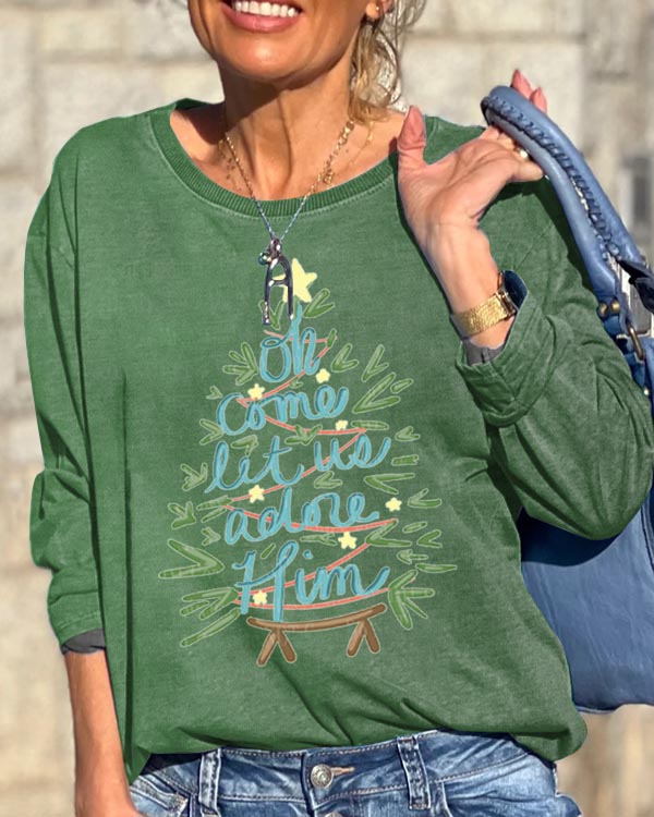 Oh Come Let Us Adore Him Christmas Top