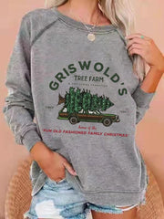 Vintage Griswold Christmas Print Casual Sweatshirt