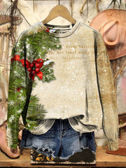 Vintage Christmas  Print Casual Sweatshirt