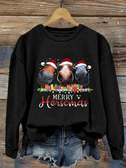Merry Horsemas Print Sweatshirt