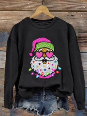 Shiny Santa Print Sweatshirt