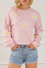 Floral Embroidered Crewneck Sweater