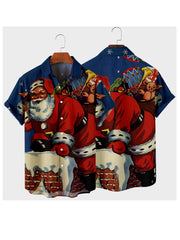 Christmas Cat element large short sleeve shirt