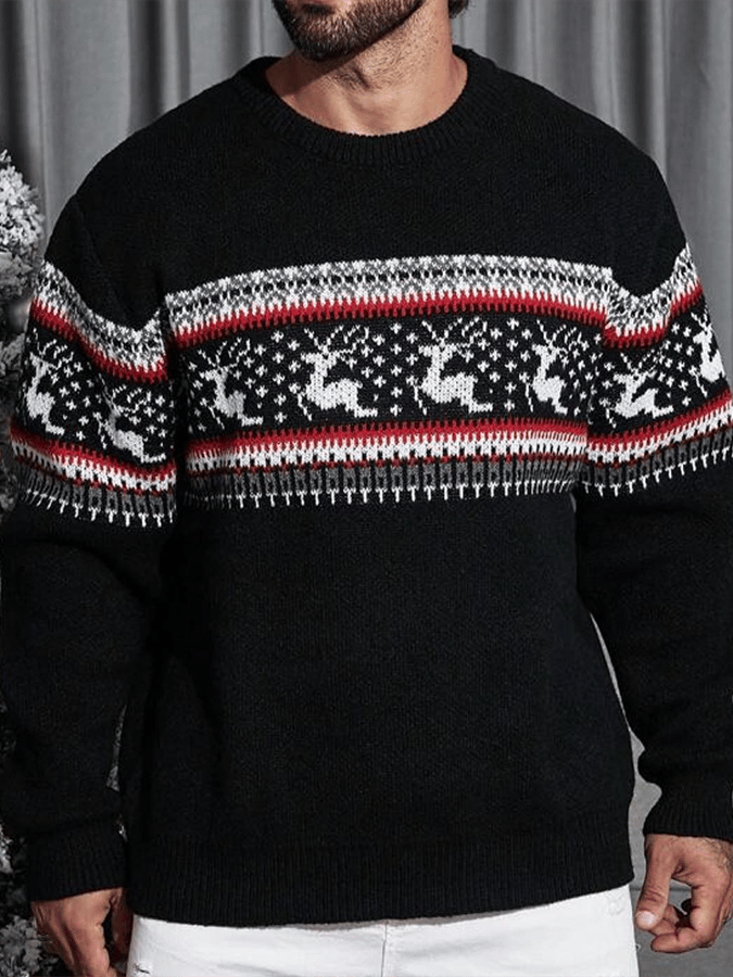 Christmas Pattern Color Block Sweater