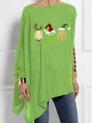 Funny Christmas Printed Christmas Casual Irregular  T-shirt