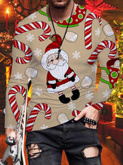 Christmas Print Crew Neck Long Sleeve T-Shirt