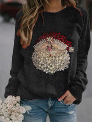 Women's Christmas Santa Claus Jewel Art Printed Sweatshirt