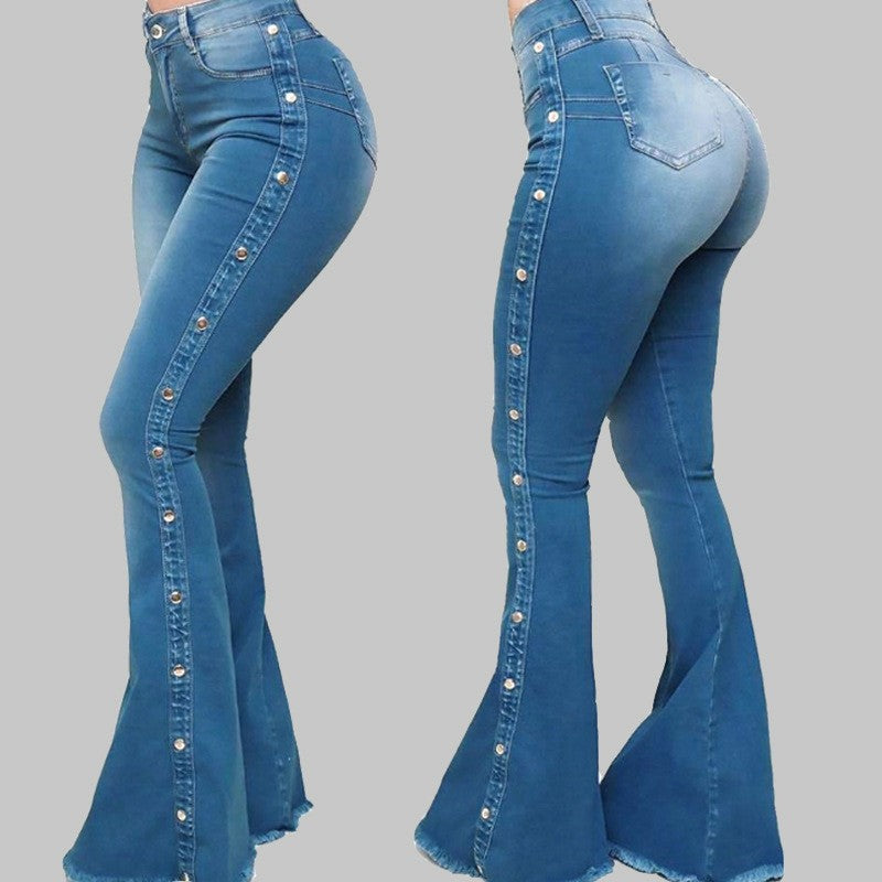 HIGH WAIST STRETCH FLOOR FLARED JEANS