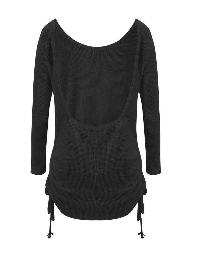 Drawstring Ruched Backless Dress