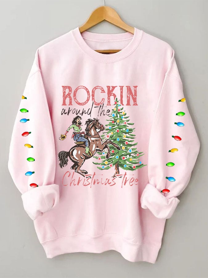 Rockin Around The Christmas Tree Print Sweatshirt